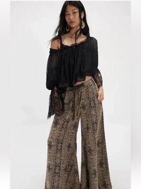 NWOT FREE PEOPLE Dahlia Wide-Leg Pants in Original Combo SZ: 10